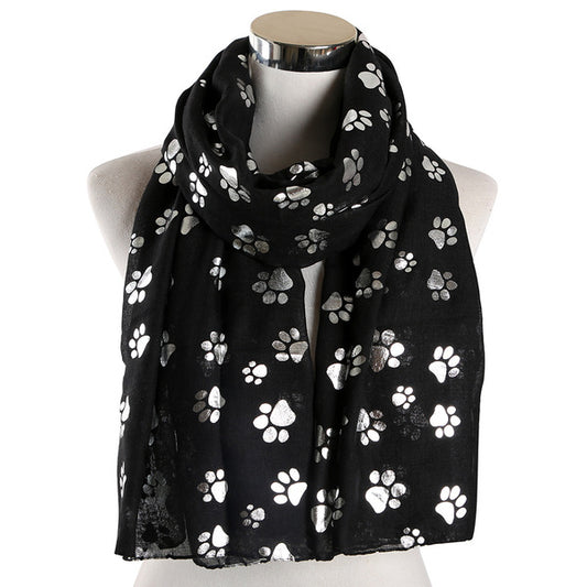 Dog Paw Print Silver Foil Versatile Scarf