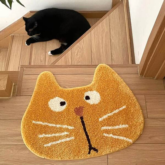 Cute Doodle-Style Cat Head Rug