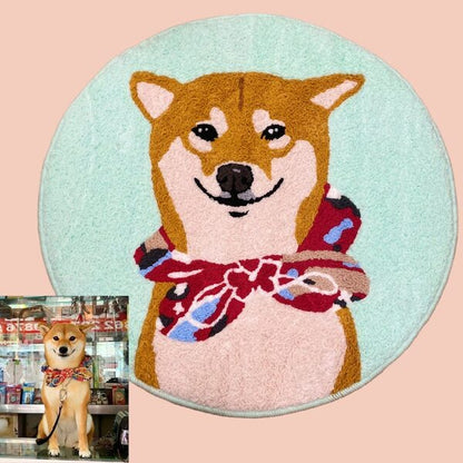 Custom Pet Portrait Rug - Cartoon Design, Perfect for Home Decor