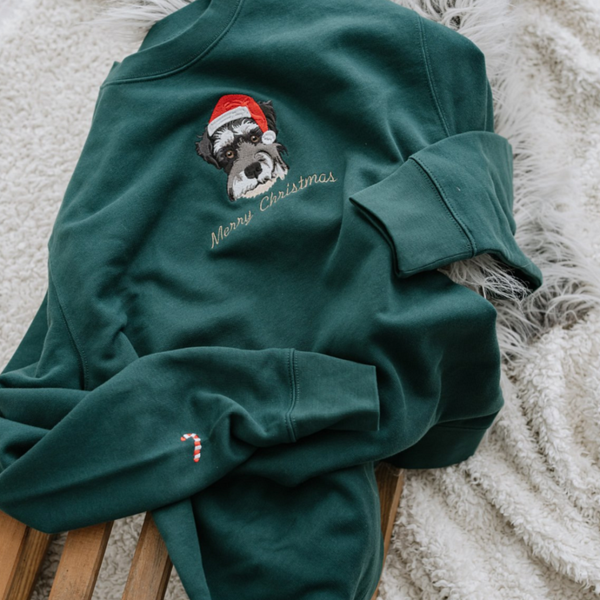 🔥 2024 Hot Sale 🎁 - Custom Embroidered Pet Portrait Christmas Jumper Sweatshirt Hoodie T-shirt