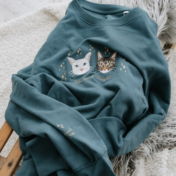 🔥 2024 Hot Sale 🎁 - Custom Embroidered Pet Portrait Christmas Jumper Sweatshirt Hoodie T-shirt