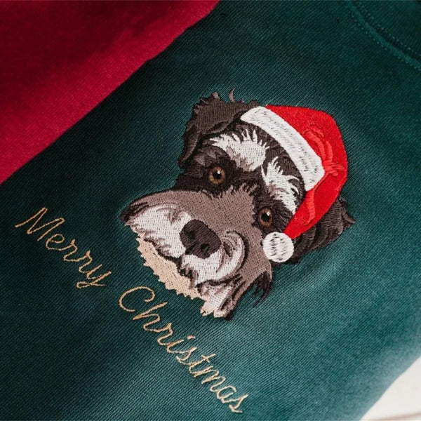 🔥 2024 Hot Sale 🎁 - Custom Embroidered Pet Portrait Christmas Jumper Sweatshirt Hoodie T-shirt