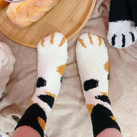 🔥Hot Sale - Fluffy Cat Paw Socks Set (6 Pairs)