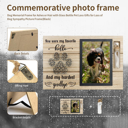 Purpurkitty|Wooden Pet Memorial Picture Frame with Bottle - Dog Photo Frame for Keepsakes