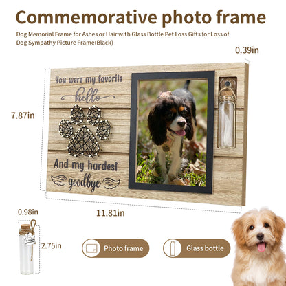 Purpurkitty|Wooden Pet Memorial Picture Frame with Bottle - Dog Photo Frame for Keepsakes