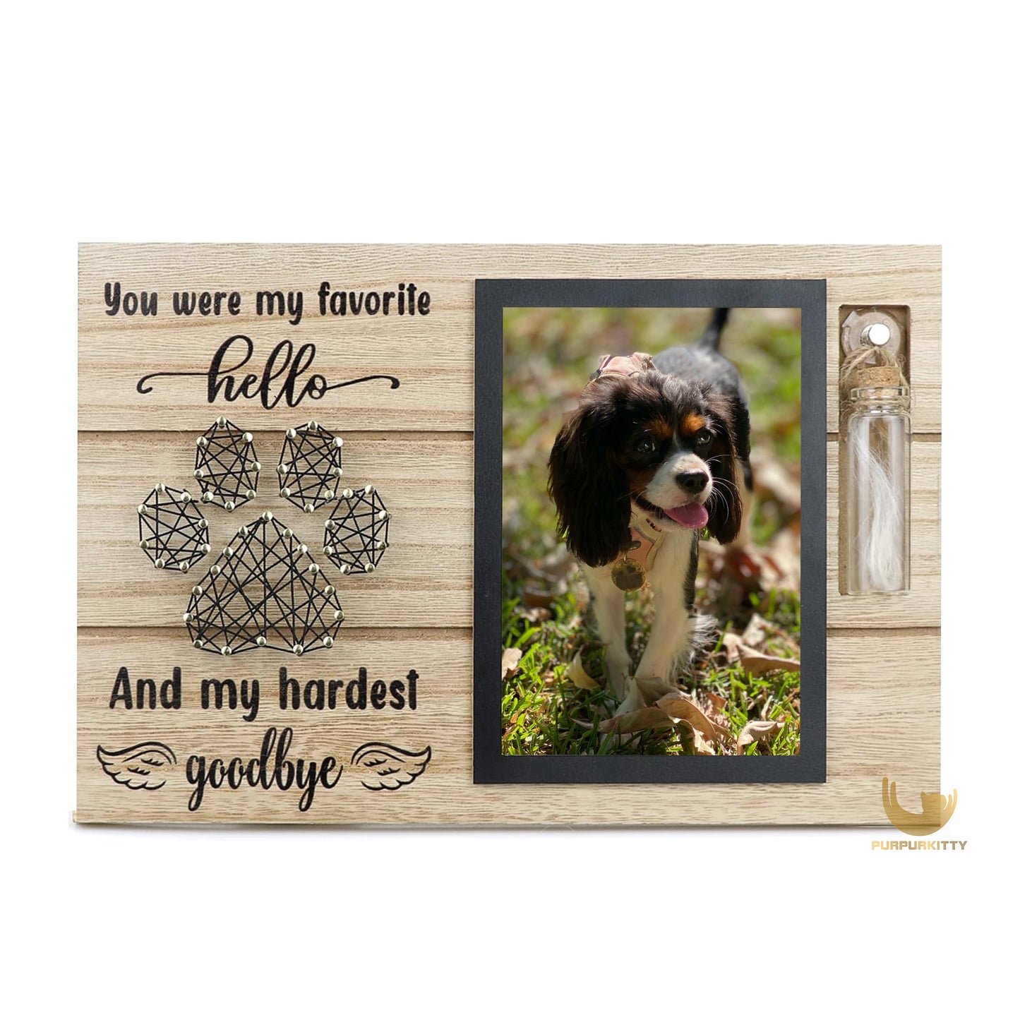 Purpurkitty|Wooden Pet Memorial Picture Frame with Bottle - Dog Photo Frame for Keepsakes